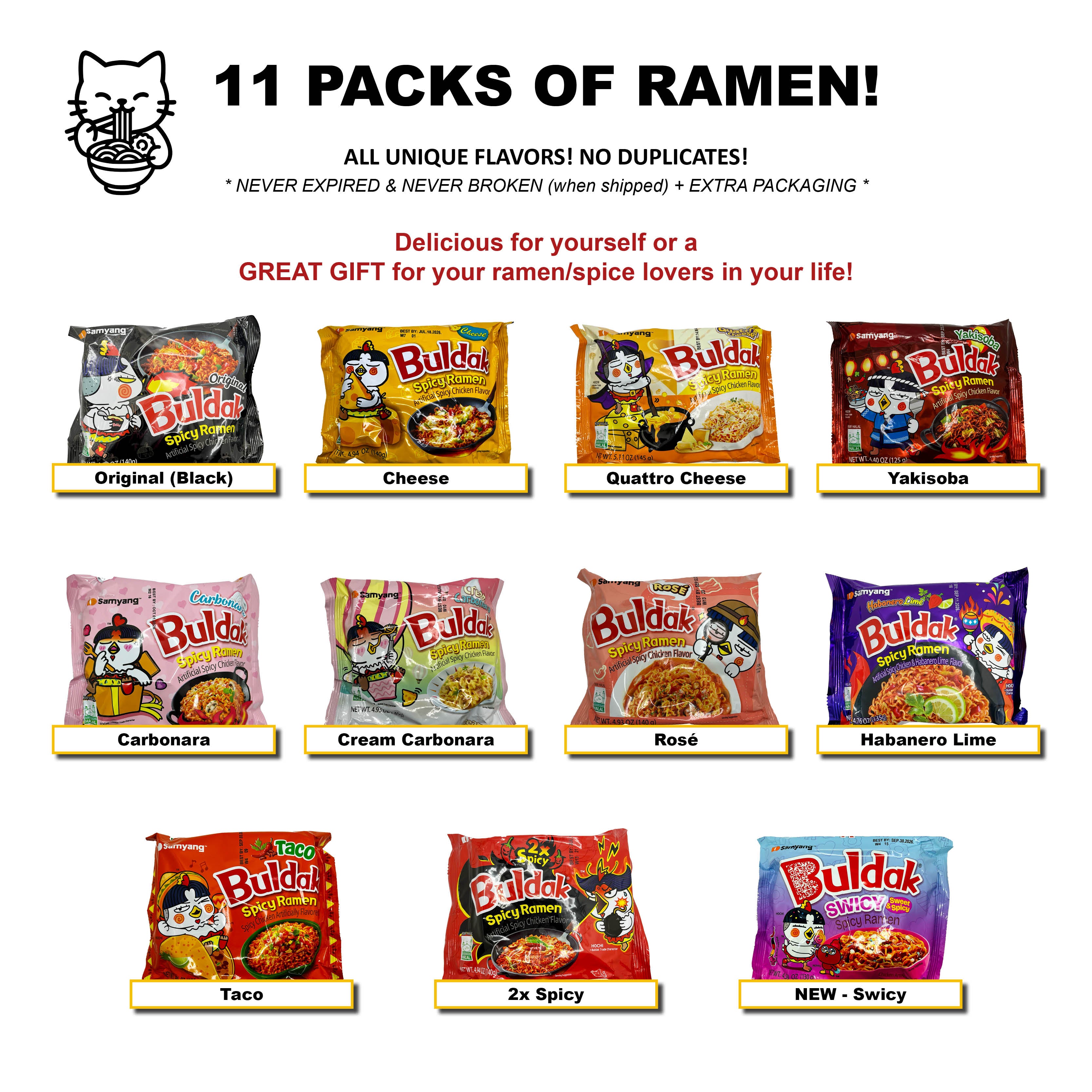 11 Buldak Variety Bundle + Bonus Flavor!