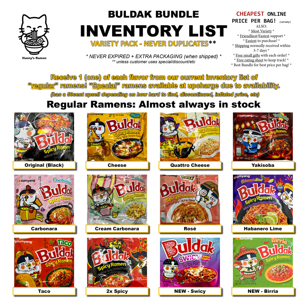 12 Flavor Buldak Variety Bundle! NO DUPLICATES!