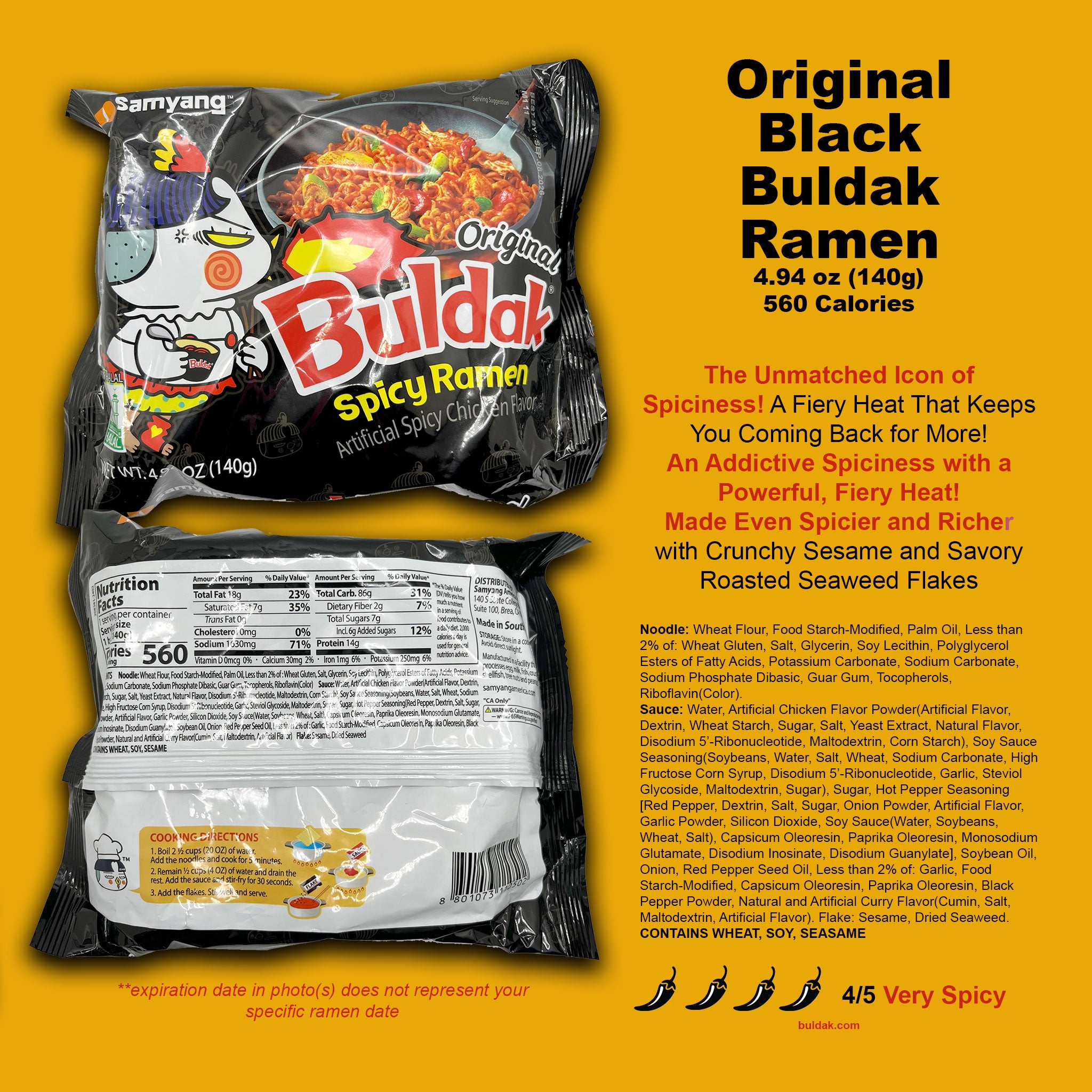 5 Buldak SPICY Variety Bundle + Bonus ANY Flavor!